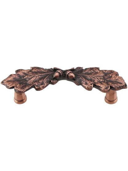 Oak Leaf Cabinet Pull in Antique Copper.